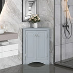 Meuble de rangement d'angle blanc pour salle de bain avec étagères réglables - 17.2W x 17.2D x 31.5H
