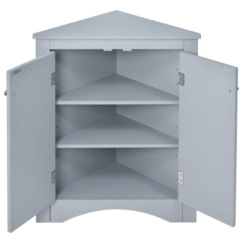 Meuble de rangement d'angle blanc pour salle de bain avec étagères réglables - 17.2W x 17.2D x 31.5H