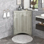 Meuble de rangement d'angle blanc pour salle de bain avec étagères réglables - 17.2W x 17.2D x 31.5H