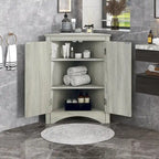 Meuble de rangement d'angle blanc pour salle de bain avec étagères réglables - 17.2W x 17.2D x 31.5H