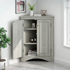 Meuble de rangement d'angle blanc pour salle de bain avec étagères réglables - 17.2W x 17.2D x 31.5H