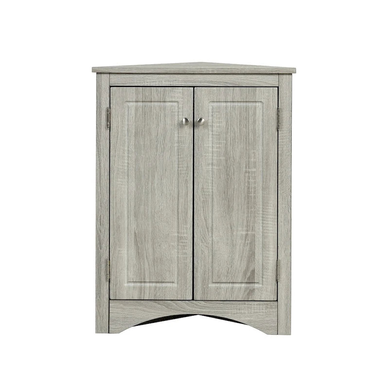 Meuble de rangement d'angle blanc pour salle de bain avec étagères réglables - 17.2W x 17.2D x 31.5H