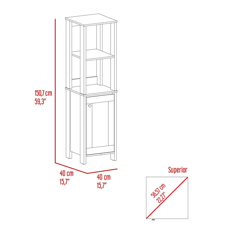 Meuble de salle de bain Arctic avec 4 étagères et une porte