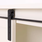Meuble de rangement de salle de bain sur pied style ferme avec porte coulissante type grange