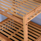 Meuble de rangement haut de salle de bain en bambou marron avec étagère à 2 niveaux - 44 x 33 x 96 cm