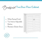 Meuble de rangement et d'organisation Brookfield à deux portes avec étagères réglables pour salle de bain et buanderie - Blanc
