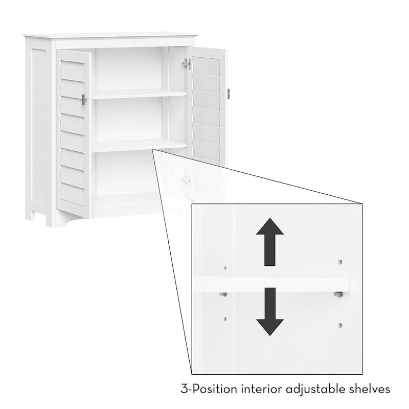 Meuble de rangement et d'organisation Brookfield à deux portes avec étagères réglables pour salle de bain et buanderie - Blanc