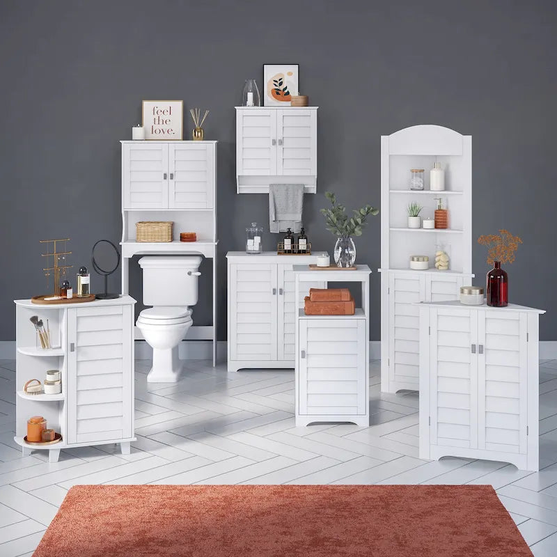 Meuble de rangement et d'organisation Brookfield à deux portes avec étagères réglables pour salle de bain et buanderie - Blanc