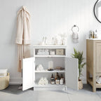 Meuble de rangement de salle de bain moderne avec portes à fermeture magnétique et étagères