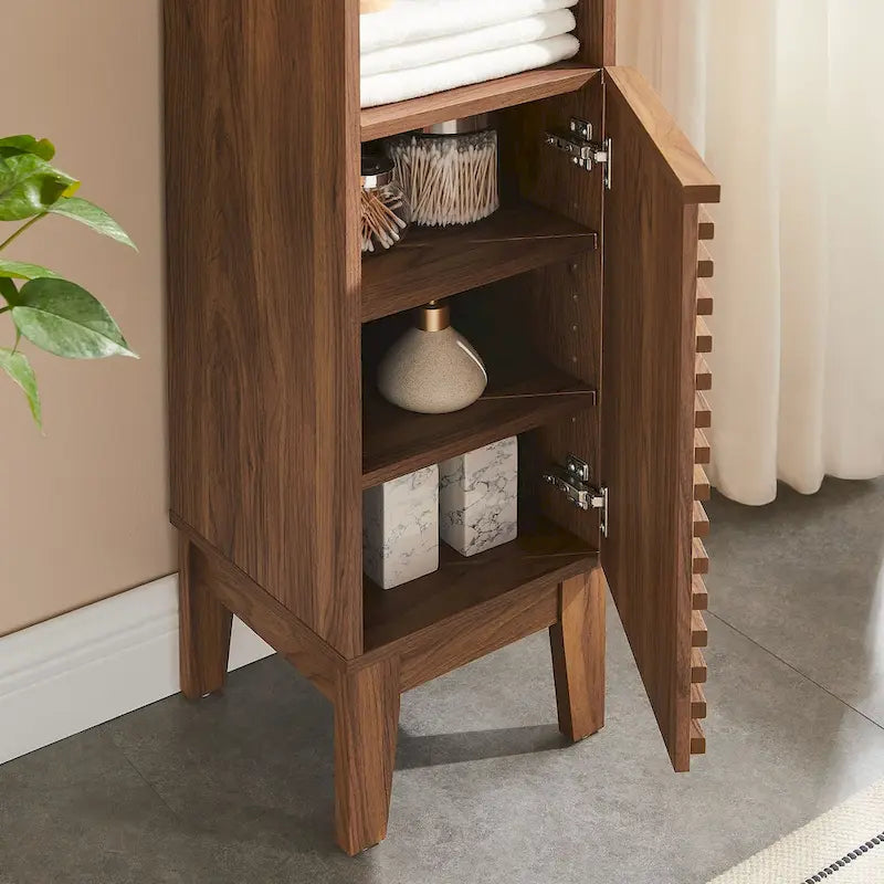 Meuble de rangement haut et étroit pour salle de bain