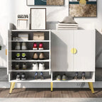 Meuble à chaussures moderne en bois avec portes et étagères réglables