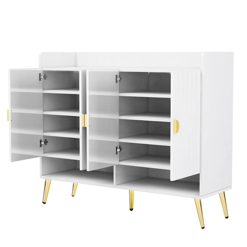 Meuble à chaussures moderne en bois avec portes et étagères réglables