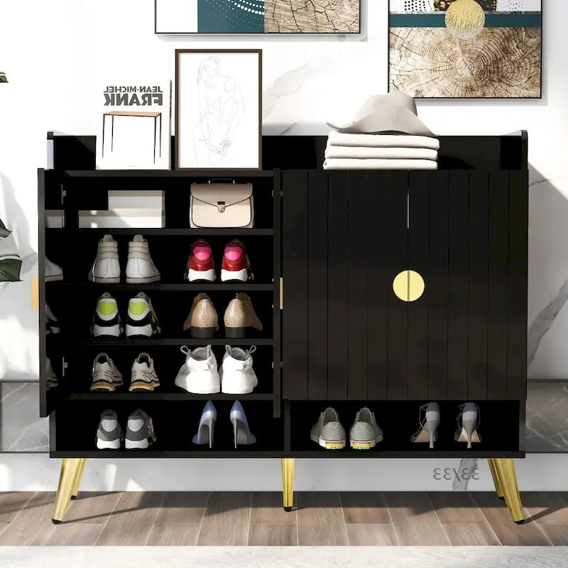 Meuble à chaussures moderne en bois avec portes et étagères réglables