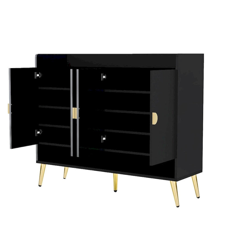 Meuble à chaussures moderne en bois avec portes et étagères réglables