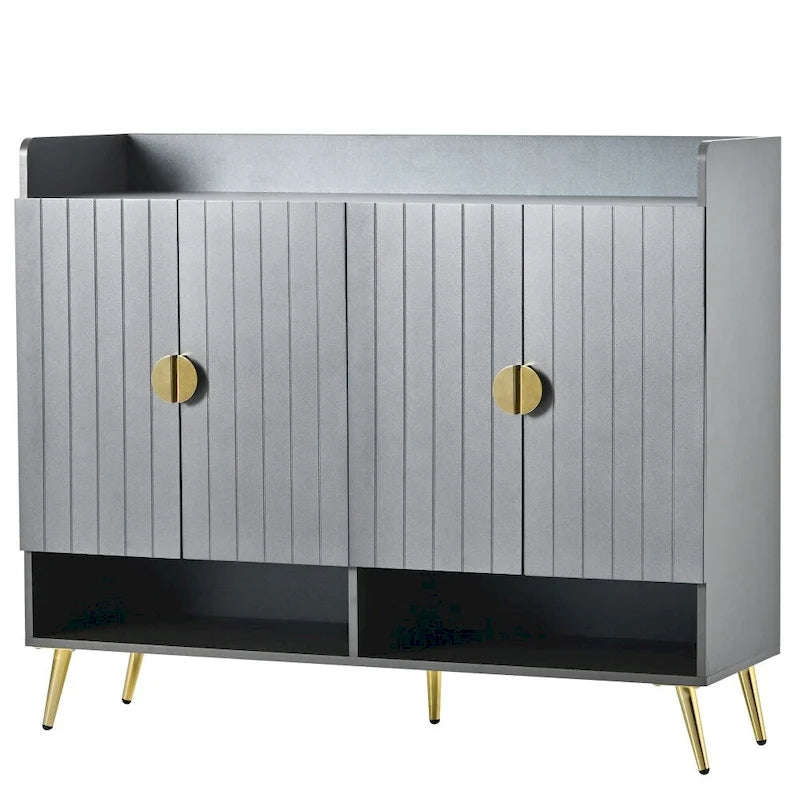 Meuble à chaussures moderne en bois avec portes et étagères réglables