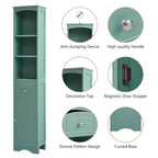 Meuble de rangement de salle de bain autoportant de 170 cm de haut avec portes et étagères réglables - 173 cm de haut
