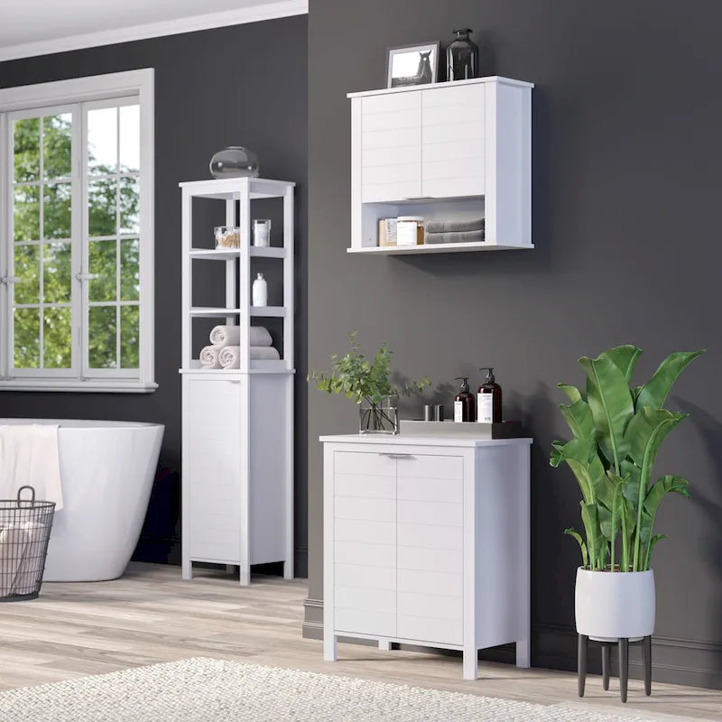Meuble de rangement haut de salle de bain Madison à porte unique avec étagères intérieures ouvertes et réglables