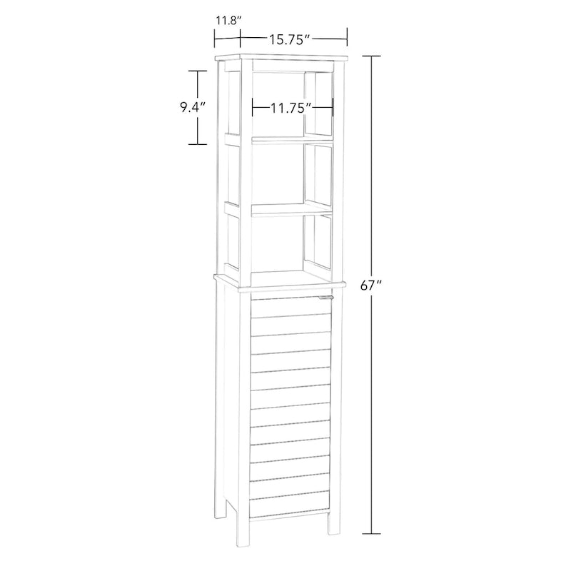 Meuble de rangement haut de salle de bain Madison à porte unique avec étagères intérieures ouvertes et réglables
