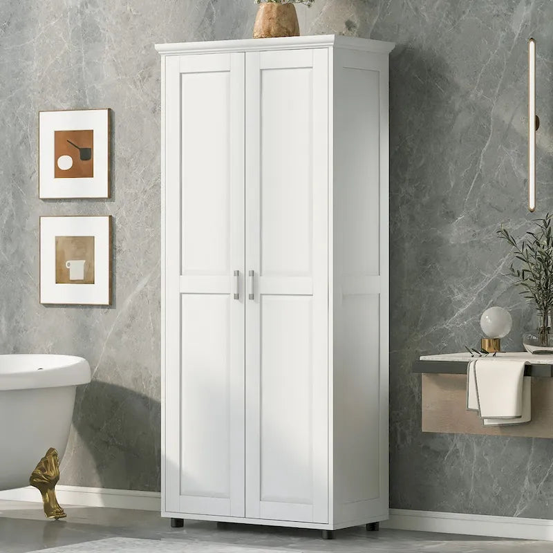 Meuble de rangement à deux portes pour salle de bain, bureau, étagère réglable, panneau MDF