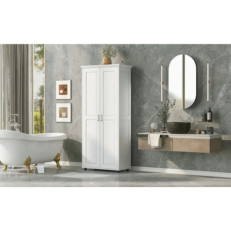 Meuble de rangement à deux portes pour salle de bain, bureau, étagère réglable, panneau MDF