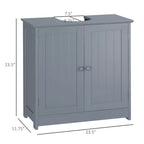 Meuble sous-lavabo de salle de bain avec 2 portes et étagère, Meuble-lavabo pour pied de lavabo, Gris