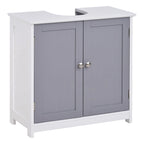 Meuble de rangement pour lavabo sur colonne, Meuble-lavabo, Meuble de salle de bain sous lavabo avec découpe en U et étagère interne réglable
