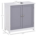 Meuble de rangement pour lavabo sur colonne, Meuble-lavabo, Meuble de salle de bain sous lavabo avec découpe en U et étagère interne réglable