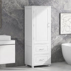 61 Armoire de salle de bain haute en bois à 1 porte avec tiroirs et étagères réglables