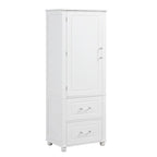 61 Armoire de salle de bain haute en bois à 1 porte avec tiroirs et étagères réglables