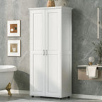 Meuble de rangement 2 portes pour salle de bain, bureau, étagère réglable