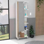 Rénovation armoire à linge miroir, quatre étagères intérieures, finition wengé noir