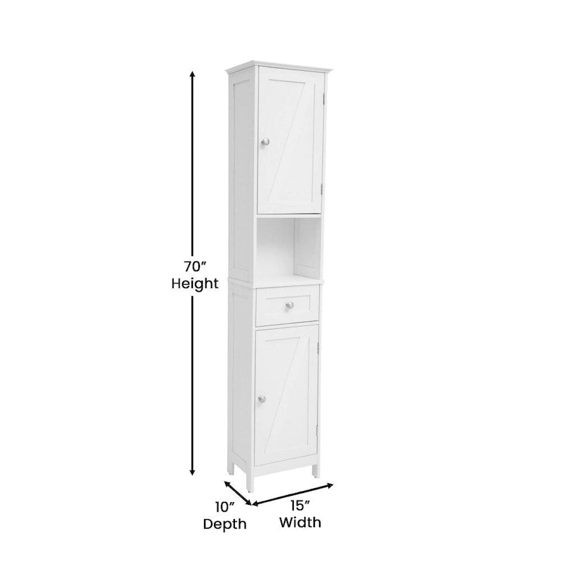 Colonne de rangement de salle de bain autoportante avec étagères