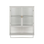 Meuble mural moderne de 60 cm avec porte en verre, deux étagères fermées, une étagère ouverte et un porte-serviettes pour l'entrée